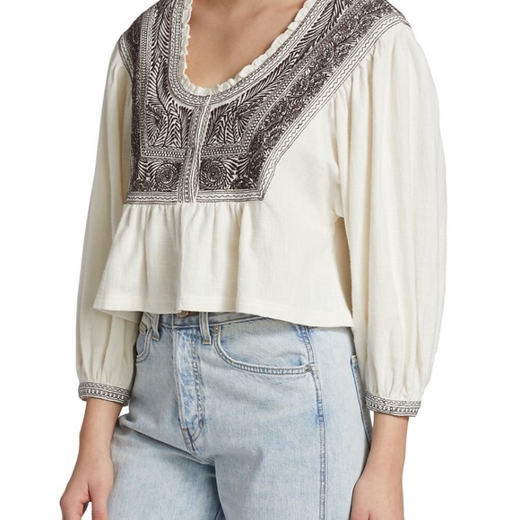 NWT Free People Embroidered Blouse - Picture 3 of 6